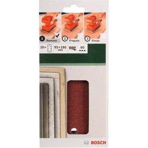 Bosch 10-delige schuurbladset voor vlakschuurmachines 93 x 185 mm geperforeerd - korrel 60