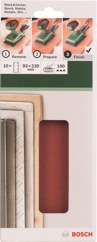 Bosch - 2609256A98 - Schuurpapier - Geperforeerd - Korrelgrootte 180 - 10 Stuks