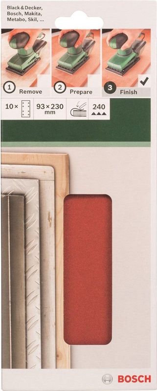 Bosch - 2609256A99 - Schuurpapier - Geperforeerd - Korrelgrootte 240 - 10 Stuks