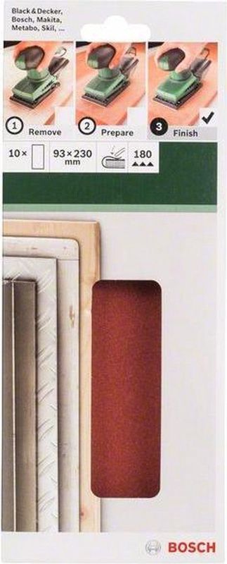 Bosch - 2609256B12 - Schuurpapier - Ongeperforeerd - Korrelgrootte 180 - 10 Stuks