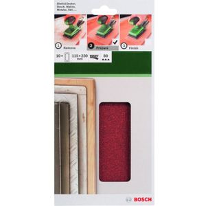Bosch 10-delige Schuurbladset Voor Vlakschuurmachines 115 X 230 Mm - Korrel 80