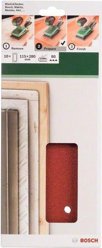 Bosch - 2609256B28 - Oscillerend Schuurpapier - Geperforeerd - Korrelgrootte 80 - 10 Stuks