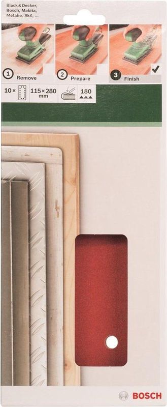 Bosch - 2609256B30 - Schuurpapier - Geperforeerd - Korrelgrootte 180 - 10 Stuks