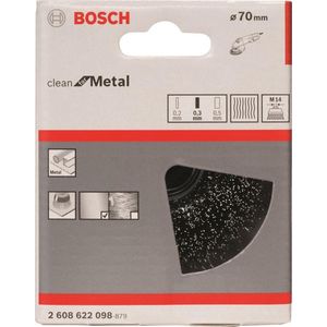 Bosch - Topfbürste, Stahl, gewellter Draht, 75 mm, 0,5 mm, 12500 u/ min, m 14