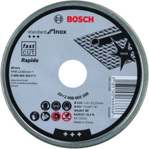 Bosch Doorslijpschijf recht Standard for Inox - Rapido 115mm - 10stuks