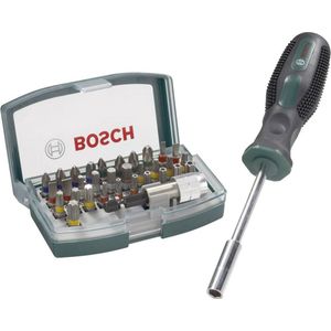 Bosch Accessories Promoline 2607017189 Bitset 33-delig Plat, Kruiskop Phillips, Kruiskop Pozidriv, Inbus, Binnen-zesrond (TX), Zesrond-TX BO Incl. bithouder en