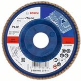 Bosch Professional 1x Lamellenschijven X431 Standard for Metal (voor staal, gietijzer, plaatstaal, Gewelfde, Ø 125 mm, Korrel 40, Accessoires Haakse Slijper)