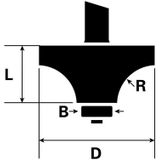 Bosch - Abrundfräser 8 mm, d 28,6 mm, R1 8 mm, l 12,7 mm, g 55 mm