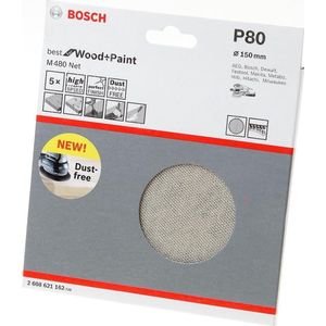Bosch Professional 5 Stuks Schuurblad M480 Best for Wood and Paint (hout en verf, Ø 125 mm, korrelgrootte K220, accessoire excenterschuurmachine)