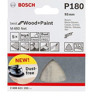 Bosch Professional 5 Stuks Deltaschuurvel M480 Best for Wood and Paint (hout en verf, korrelgrootte P180, accessoire deltaschuurmachine)