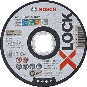 Bosch Accessories 2608619268 Snijschijf met vlak oppervlak (voor meerdere materialen, X-LOCK, Ø 115 mm, boring: 22,23 mm, dikte: 1 mm) kleur