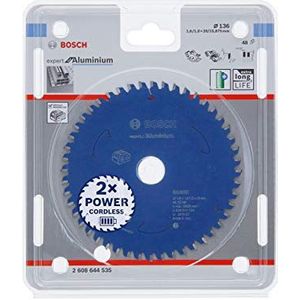 Bosch Accessoires Expert for Aluminium cirkelzaagblad voor accuzagen 136x1,6/1x20 T48 - 1 stuk(s) - 2608644535 - 2608644535
