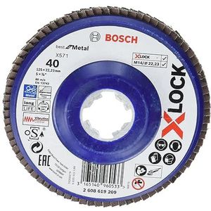 Bosch Accessories rechte lamellenschuurschijf Best (voor metaal, X-LOCK, X571, Ø 115 mm, korrel K40, gat Ø 22,23 mm)