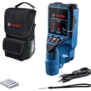 Bosch Professional Muurscanner D-tect 200 C (detectie van (niet-) stroomvoerende kabels, metaal, plastic buizen, houten onderconstructies en holtes, USB-C™ kabel, 4x AA batterijen, opbergtas)