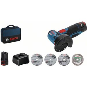 Bosch GWS 12 V-76 12V Li-Ion Accu Haakse Slijpmachine set (2x 2,0Ah Accu) In Tas - 76mm