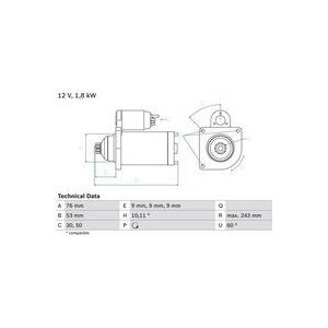 Startmotor, starter BOSCH 0 986 016 990