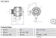 BOSCH - Dynamo - Wisselstroomdynamo - 14 Volt - Laadstroom 90 A