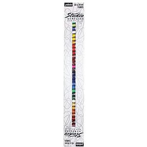Pébéo - Studio Acrylics Etui met 40 tubes à 20 ml, verschillende kleuren en kwast, set met acrylverf en kwast, assortiment Pébéo acryl, 40 tubes van 20 ml