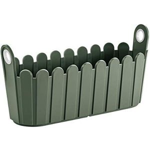 POETIC - Bloembak voor buiten - plantenbak van gerecycled kunststof - Jardinére - decoratief - kleur groen - l 38,9 x b 14,8 x h 19,1 cm - 4,3 liter