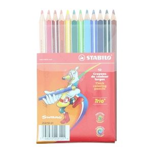STABILO Trio Thick Dik Driekantig Kleurpotlood Met Extra Dikke Kern Etui Met 12 Kleuren