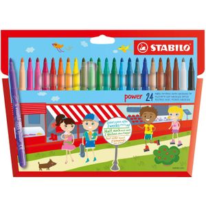 STABILO Power - Viltstift - Tot 8 Weken Zonder Dop - Etui Met 24 Kleuren