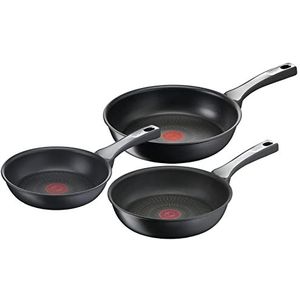 Tefal Unlimited ON G2599102 koekenpannenset 20/24/28 cm, 100% Veilige en Sterke Titanium Coating, Thermo Signal, Vaatwasmachinebestendig, Alle Warmtebronnen inclusief Inductie, Recyclebaar