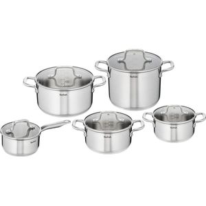Tefal Virtuoso Pannenset 5 delig - Hoge kookpan Ø 22 cm + Steelpan Ø 16 cm +  Kookpannen Ø 18/20/24 cm