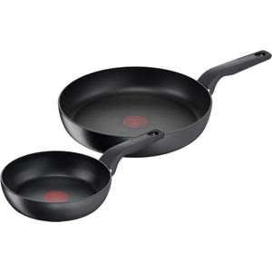 Tefal Hard Titanium Pro Koekenpannenset 24 + 28 cm - Duurzame pannenset met titanium baklagen en Thermo-Signal