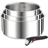 Tefal Topf-Set »L898S4 Ingenio Preference, Topfset Induktion, stapelbar, platzsparend«, Edelstahl, (Set, 4 tlg., je 1 Stielkasserolle Ø 16/18/20 cm, 1 abnehmbarer Griff), hochwertiger Edelstahl, für alle Herdarten geeignet