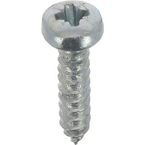 Plaatschroeven, roestvrij staal, A4, cilindrisch, gebogen, Pozidrive, 2,9 mm x 13 mm, DIN 7981, zink, wit, 70 stuks