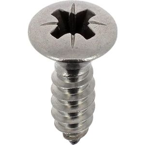 Plaatschroeven, roestvrij staal, A4, verzonken kop, gewelfd, Pozidrive, 4,8 mm x 16 mm, DIN 7983, 15 stuks