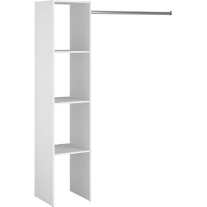 Kledingkast Botan A - 138cm, 3 legplanken & 1 kledingroede - wit