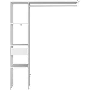 Kledingkast Botan C - 138cm, 1 lade & 3 legplanken & 1 kledingroede - wit