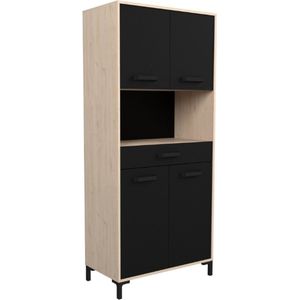 Buffetkast Felicity 80cm, 4 deuren & 1 lade - eikdecor/zwart