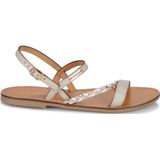 Sandalen - BATRESSE - Effen en Gevlochten Bandjes - Rundleer - Verstelbare Gesp