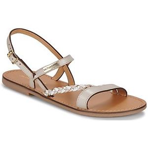 Sandalen - BATRESSE - Effen en Gevlochten Bandjes - Rundleer - Verstelbare Gesp