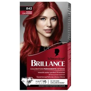 Schwarzkopf - Glans – permanente haarkleuring – briljant diamant – glanzend haar – dekt 100% wit haar – verzorgende verzorging inbegrepen – kasjmier rood 842