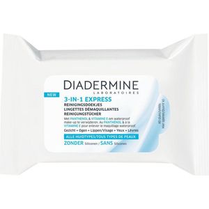 Diadermine Express 3-in-1 make-up remover doekjes, 40 doekjes.
