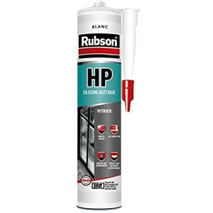 Rubson HP wit, afdichtmiddel voor glazen, actieve siliconen afdichting, glaskitt, beglazing, afdichtingen voor deuren en ramen, cartridge 300 ml