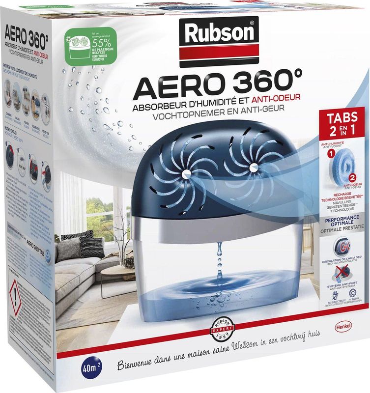 Rubson - AERO360 - Vochtopnemer - Luchtontvochtiger - Binnenhuis & Badkamer