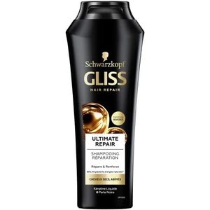 Schwarzkopf Gliss Ultimate Repair Shampoo, droog/zeer beschadigd haar, 89% Ingredienten van natuurlijke oorsprong, fles van 250 ml