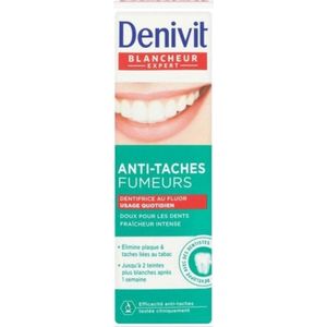 Denivit - Tandpasta – bescherming tegen vlekken voor rokers – intensieve frisheid – tube 50 ml – 3 stuks