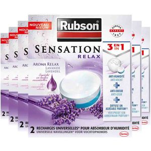 6x Rubson Vochtopnemer Navullingen Sensation Lavendel 2 x 300 gr