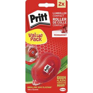 Pritt Compact lijmroller, permanent, blister met 2 stuks, 2de aan halve prijs