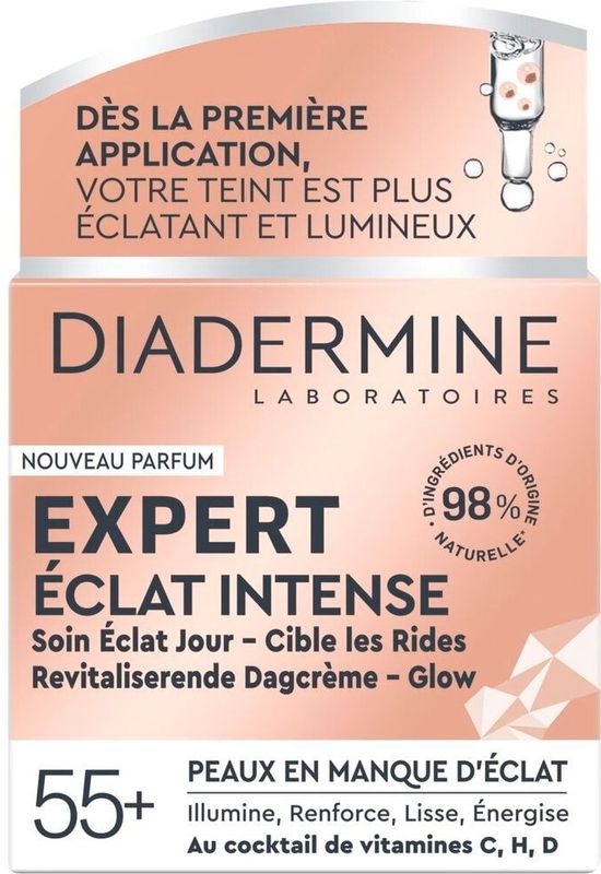 Diadermine - Expert gezichtscrème, intensief, dagverzorging – rijpe en veeleisende huid – verlicht, krachtig, glad, energie – gezichtsverzorging – anti-aging verzorging – 50 ml blik