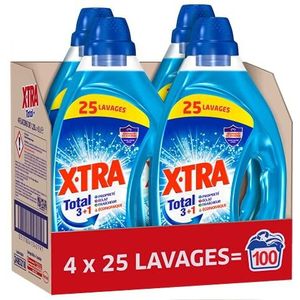 Xtra Total 3+1-100 wasbeurten (4 x 1,25 l) – universeel vloeibaar wasmiddel – wit en kleuren – netheid van het wasgoed