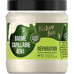 Nature Box - 4-in-1 haarmasker voor beschadigd haar - met koudgeperste avocado-olie – 99% ingrediënten van natuurlijke oorsprong – voorshampoo, conditioner, masker, verzorging zonder uitspoelen, 300