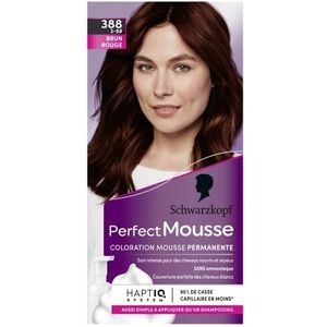 Schwarzkopf - Perfect Mousse Haarverf, permanent schuim zonder ammoniak, verzorgingsmasker, 96% ingrediënten van natuurlijke oorsprong, roodbruin 388