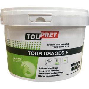 TOUPRET Tous Usages F is een kant en klare gladmakende afwerkplamuur voor alle oppervlakken, met name aanbevolen voor flexibele of geblokkeerde oppervlakken.15kg