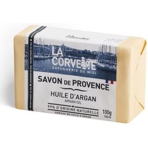 La Corvette - Provençaalse Zeep Arganolie – 100g – Hydraterende Plantaardige Zeep, Delicate Geur, Duurzame FSC Verpakking, Gemaakt in Frankrijk